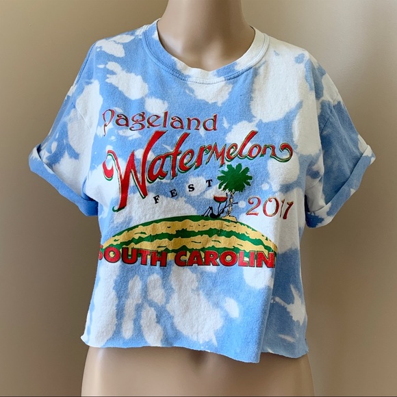 Custom Dyed Watermelon Fest Cropped Tee Small - Picture 2 of 12